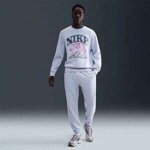 Nike Sportswear Club Graphic Print Crew Neck Sweatshirt "Ghost" IB4146-057 NEW